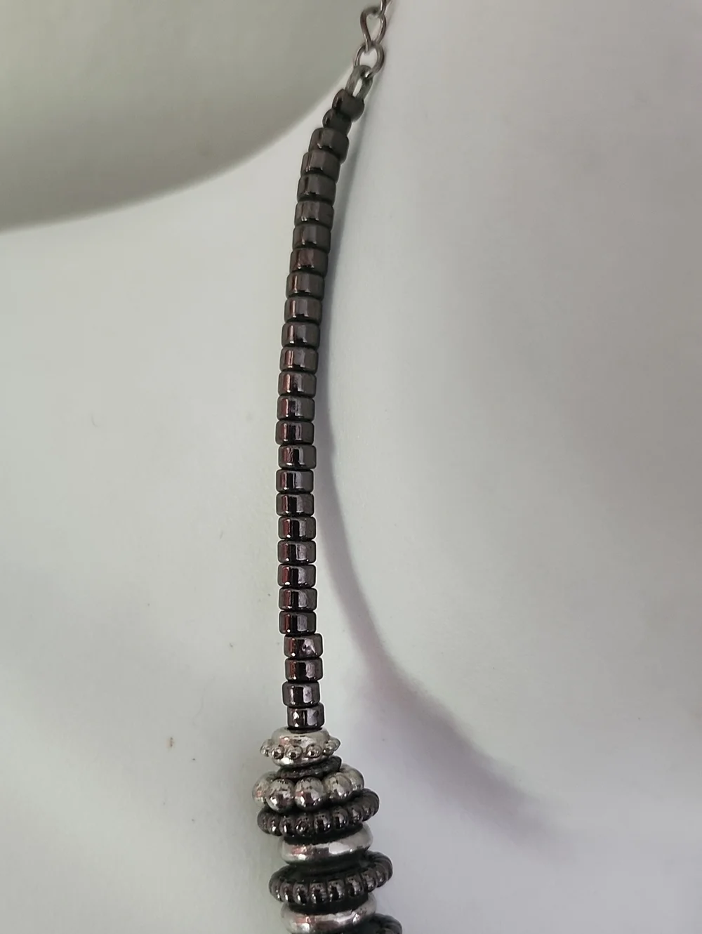 Bold Sterling-Look Gunmetal Bead Statement Necklace